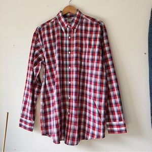 Vintage 90’s wrangler red blue plaid‎ long sleeve XL
